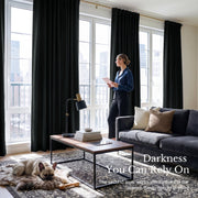 NICETOWN 2-Layer 100% Blackout Curtain Panel Set, Black, 52 in W x 95 in L, 2 Panels