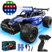 WonderStone 3699-RC8 1:16 RC Cars, Alloy Remote Control Truck with LED Headlight and 2 Rechargeable Batteries, Blue