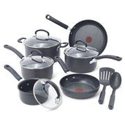 T-fal E765SC Hard Anodized Cookware Set, Nonstick Pots and Pans Set, Thermo-Spot Heat Indicator, 12 Piece, Gray