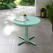 Crosley Furniture Griffith Retro Metal Outdoor Side Table, Weather Resistant, Turquoise, 22 in