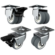 Holkie 2 Inch Swivel Plate Casters Set of 4, Heavy Duty TPR Twin Wheels, Total Capacity 880 lbs, Grey, PBSL2HHH