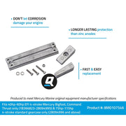 Quicksilver Aluminum Anode Kit, 3-Piece Corrosion Protection for Mercury 40-115hp Outboards, Includes Hardware, 8M0107546