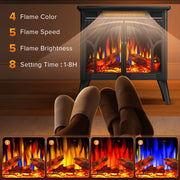 Electactic Electric Fireplace Heater, 25 in, 3D Realistic Flame Effect, Overheat Protection, Remote Control, 500W/1500W, Black