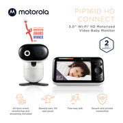 Motorola Nursery PIP1610-2 HD Connect Video Baby Monitor, Dual 5.0