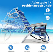 GVDV Portable Folding Beach Chair with Cup Holder and Towel Bars, Set of 2, Blue - 24.5