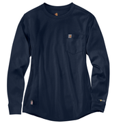 Carhartt Flame-Resistant Force Cotton Crew-Neck Long-Sleeve T-Shirt for Ladies - Dark Blue - L