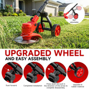 Tanbaby Cordless Electric String Trimmer, 6 Inch, Battery Powered with 3 Interchangeable Blades, Adjustable Handle, Lightweight Red, GCJ-06B