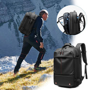 Wmool 6SETQHJ91LT0 Vacpack 60L Expandable Travel Backpack with Vacuum Compression and Anti-Theft Lock, Water Resistant Gray Black