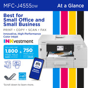 Brother INKvestment 4555 Wireless Color Inkjet All-in-One Printer, 2.7