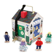 Melissa & Doug 2505 Take-Along Wooden Doorbell Dollhouse Keys, 4 Poseable Wooden Dolls