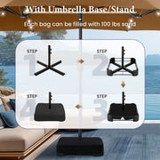 Summit Living 15 ft Double-Sided Solar Patio Umbrella with LED Solar Lights, Brown, SL-E02GMPM4