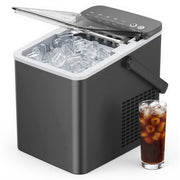 Simzlife Portable Countertop Ice Maker, 26 lb Daily Output, 9 Bullet Ice Cubes in 6 Minutes, Self-Cleaning, Gray, Includes Ice Basket and Scoop
