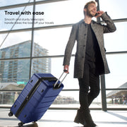 edx 24 Inch Hardside Expandable Luggage with 360 Spinner Wheels, TSA Lock, Adjustable Telescopic Handle, Blue