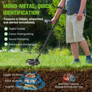 OneAmg Professional Metal Detector, High-Precision Multi-Metal Detection, 10-Inch Waterproof Coil, 5 Modes, Advanced DSP Chip, Adjustable Shaft, LCD Display 1117M