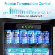Goosiay Beverage Refrigerator, 130 Can Capacity, 3.2 cu ft, Energy Efficient, Touchpad Control, Silver Mini Bar Cooler