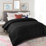 JUSTLET FGHXB2025 Luxury Solid Down Alternative Machine Washable Black Comforters, Queen