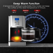 AIRMSEN CM1705BATE 12 Cups Programmable Drip Coffee Maker, Stainless Steel