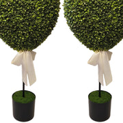 My Texas House Boxwood Heart Topiaries with White Bow, Green, 32 in, 2 Count