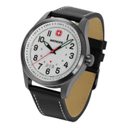Wenger Terragraph Sport Watch, Swiss Precision, White Dial, Black Leather Strap, Water Resistant 100m, WG010541126