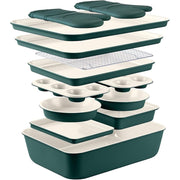 Cook With Color Country Kitchen 13-Piece Nonstick Cookware and Bakeware Set, Stackable Design, Sage Green, YPANS091 SAG