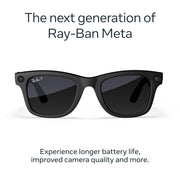 Ray-Ban Meta Wayfarer Large Gen 2 Smart Glasses, Matte Black Frame, Polarized Gradient Graphite Lenses, 12 MP Ultra-Wide Camera, 3K HD Video, Open-Ear Audio, 0RW4012