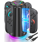 QQV JCC200 Switch 2 Controller Charger, Switch 2 Accessories for Switch 2 w/4 in 1 Fast Charger Station, Black