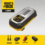 Stanley FatMax Automotive Jump Starter, 2500 Peak Amps, USB-C PD 60W, USB-A 15W, LED Work Light, Carrying Case, LJ25FC
