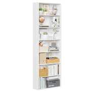 Homfa 7-Tier Tall Freestanding Bookcase, 82 in, Particle Board, White or Blue