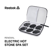 Reebok RK3505-ALM-T30-6 Electric Hot Stone Set with 6 Basalt Stones, Fast Heating Warming Case, Pink