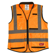 Milwaukee 48-73-5052 Class 2-High Visibility Safety Vest with 15 Pockets, L/XL, Orange