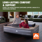 Ozark Trail Queen Air Mattress, 16 in Thick, Built-In AC Pump, Supportive Coil Beams, Soft Velvet Surface, Indoor Use, 11671KDUSX26
