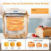 FETERVIC 19-IN-1 Bread Maker, 2LB Capacity, Nonstick Ceramic Pan, Gluten-Free, Dough, Jam, Yogurt Functions, Black, BM8113
