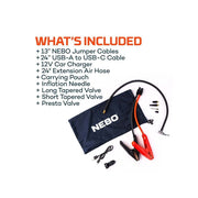 NEBO Assist Air 2000XP Automotive Jump Starter with 2000 Peak Amps, Integrated Air Compressor, USB Power Bank, LED Floodlight