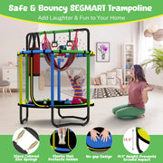 SEGMART 55'' Indoor Outdoor Toddler Trampoline with Enclosure Net, Green