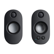 Onn Stereo Computer Speakers, 6W RMS Power, 3.5 mm AUX Input, Volume and Bass Controls, Gray