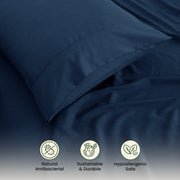 LDC Lux Decor Collection BMB-BLD-T-NVY-BLU Rayon from Bamboo Blend Twin Bed Sheets Set, Cooling, Navy Blue, 3 Piece