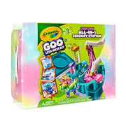 Crayola Goo All-in-1 Sensory Art Station Unicorn Slime Making Kit, Customizable Slime, Less Mess, Unicorn Display Container, Ages 6+, Model 747682
