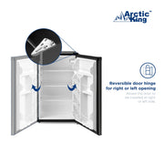 Arctic King 4.4 Cu Ft Compact Refrigerator, Stainless Steel, Single Door Mini Fridge with Built-In 6-Can Dispenser, Reversible Door Hinges, ARM44A5ASLT