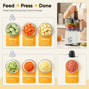 Gianna Food Processor, 10.5-Cup Capacity, 600W Motor, Five Stainless Steel Blades, White, AM-LLJ15SC-2D5WT-SLD