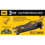 CAT Low Profile Floor Jack, 3 Ton Capacity, 3 to 19.5 in Lift Range, Stainless Steel, 224109