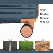 Amalodie 6 Piece Hardside Luggage Sets, Dark Green - 100% ABS