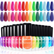 Morovan Nail Polish Kit, 15 Neon Glitter Colors, 0.25oz Bottles, Quick Air Dry, Glossy Mirror Finish