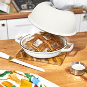 Beautiful Enameled Cast Iron Bread Oven, 10 Inch, White Icing, Side Handles, Non-Stick Finish, 29105