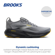 Brooks Adrenaline GTS 25 Men's Running Shoes, Primer Grey/Ebony/Jasmin, Size 12 Medium, Lace-Up, GuideRails Support, DNA LOFT v3 Cushioning, 110454-044