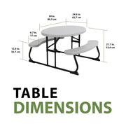 Lifetime Kids Picnic Table, Folding Children's Table with UV-Protected Polyethylene Top, Powder-Coated Steel Frame, Seats 4, Gray, 60339