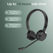 Jabra Evolve 65 TE Wireless Bluetooth Headset, Dual-Ear, Noise-Canceling Mic, 16 Hr Talk Time, Microsoft Teams Certified, Black