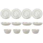 Better Homes & Gardens BH26240701S12GY 12-Piece Bamboo Melamine Dinnerware Set, Grey