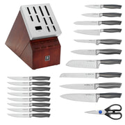 Henckels Graphite 20-Piece Self-Sharpening Knife Set with Ash Wood Block, Black, Stainless Steel