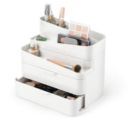 Umbra Glam Large Stackable Makeup Organizer with Removable Dividers, White, 10.5x7.25x9.75 in, 1019198-910
