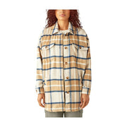 Dickies Women's Plaid Shacket Jacket, Double-Sided Brushed Flannel, Oversized Fit, Maple, Medium, A85WN0MA